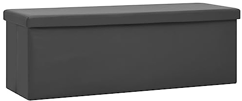 Mhdvray Faltbare Sitzbank mit Stauraum 110 x 38 x 38 cm Grau PVC Leinenoptik Truhenbank für Flur Wohnzimmer Balkon Schlafzimmer Küche platzsparend zusammenklappbar bis 110 kg