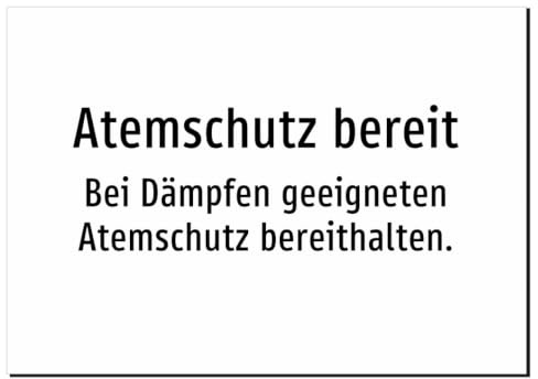 35835-DE-T-12 | Atemschutz bereit - Bei Dämpfen geeigneten Atemschutz | Aufkleber A3, 420 x 297mm | nur Text, ohne Symbolgrafik