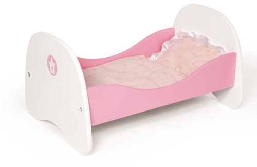 Bayer Design 54201AA Puppenbett aus Holz, mit Bettwäsche, Kissen und Bettdecke, rosa, Klein, 50 x 33 x 26 centimeters
