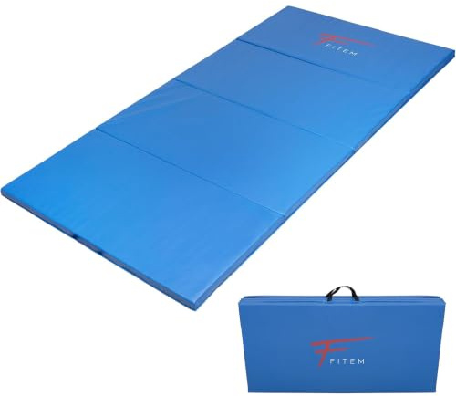 Fitem Tapis de Sol Pliable Epais Haute Gamme Taille 240 x 120 x 4 cm avec Poignets de Transport pour Gym,Yoga,MMA, Sport, Gymnastique, Fitness, Pilates, Musculation
