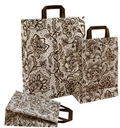 PGV Papiertragetaschen mit Flachhenkel Spitze SCHWARZ (22 + 10 x 31 cm, 50 Stück)
