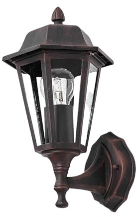 Outdoor Wall Light 'Lamina' (Antique, Vintage) in Brown Made of Aluminium (1 Light Source, E27) from Lindby | Wall lamp for Exterior/Interior Walls, House, Terrace und Balcony