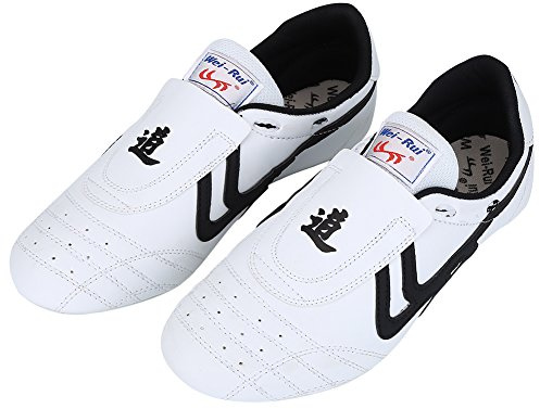Alomejor Taekwondo Schuhe f¨¹r Kampfkunst, Boxen, Karate & Kung Fu - Leichte Trainingsschuhe mit schwarzen Streifen - Gr??e 42