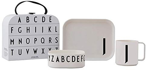Design Letters Tritan Suitcase | Weihnachtsgeschenke für Kinder, Personalisierte Geschenke Baby | Trinklernbecher, Kinderteller & Kinderschale | Kindergeschirr | Baby Geschenk, Taufgeschenke | J