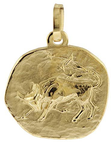 Trendor Sternzeichen-Anhänger Stier 585 Gold 16 mm Tierkreiszeichen für Damen, Herren und Kinder, Echtgold, 08958-05