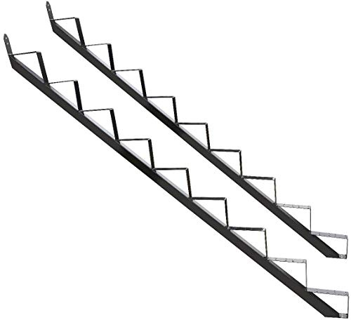 Treppenrahmen 2-10 Stufen-Wahl Stahl-Treppe RAL 7016 Anthrazit Treppenholm/Wählen Sie die Stufen-Anzahl (2 stufig) (9 stufig)
