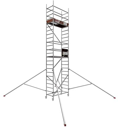 ALTEC Rollfix 2.0 Rollgerüst fahrbar, 7m Arbeitshöhe, Dreieckausleger | Fahrbares Gerüst aus Aluminium, Baugerüst zertifiziert, 200 kg/m² Traglast, DIN EN 1004-1, ISO 9001:2015