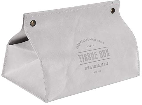 Jenngaoo Tissue Box, Leder Originalität Tissue Box Desktop Tissue Organizer Kosmetiktücher Box Halter für Badezimmer Schlafzimmer Wohnzimmer Schreibtisch (Grau)