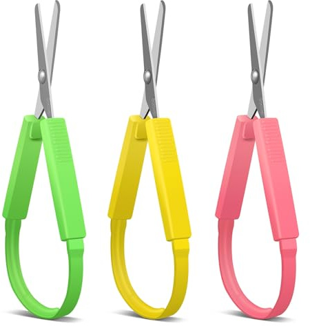 Sokoweii Loop Scissors, 5 Inch Adaptive Design, Right and Lefty Support, Easy-Open Squeeze Handles