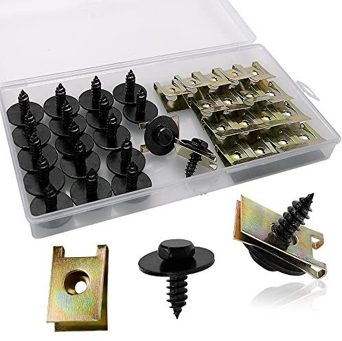 VooGenzek 40 PCS Screw and Nut Clip Kit, Fixed Auto Car Body Fender Screws, for the Interior Decoration Plate of the Vehicle, Compatible with 1 series E81 E87 E88 E82