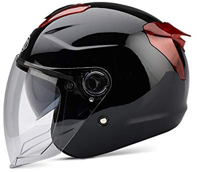Galatée Cascos De Motocicleta para Hombres y Mujeres, Cascos De Ciclomotor con Viseras.El Cabezal Anticolisión Protege La Seguridad Vial De Los Usuarios（Negro）