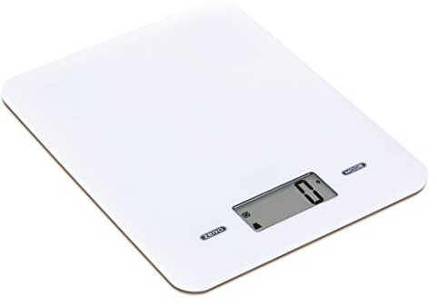 Melchioni Family | Bilancia Cucina con Sensore ad Alta Precisione, SLIMMY, Display LCD, Gancio Integrato e Funzione Tara, Bianca