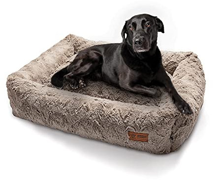 HS-Hundebett® Kuschelbett Deluxe Exklusiv S (60x75 cm) – Orthopädisches Hundebett mit Memory Foam & Anti-Rutsch – Waschbar – Sand – Made in DE