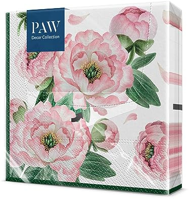 PAW – servetter 3-lager (33 x 33 cm) I 20 stycken I perfekt för födelsedagar, fester, bröllop, nattvard och fester I pappersservetter färgglada – blommor, vår I färg: Charming Blossom