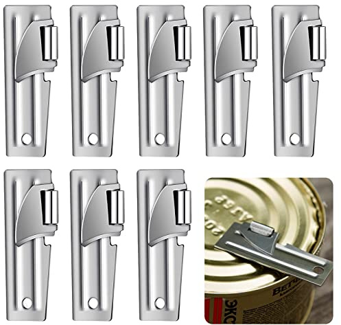 8PCS Mini Can Opener, Foldable Stainless Steel Tin Opener Camping Travel | Adjustable army‑style tin opener. Compact and portable, great for outdoor camping and short‑distance travel use