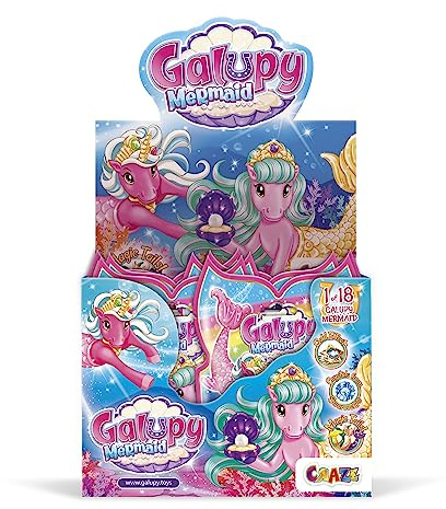GALUPY Mermaid – Enhörningsleksak med sjöjungfrufena, komplett försäljningsdisplay med 20 enhörningsfigurer