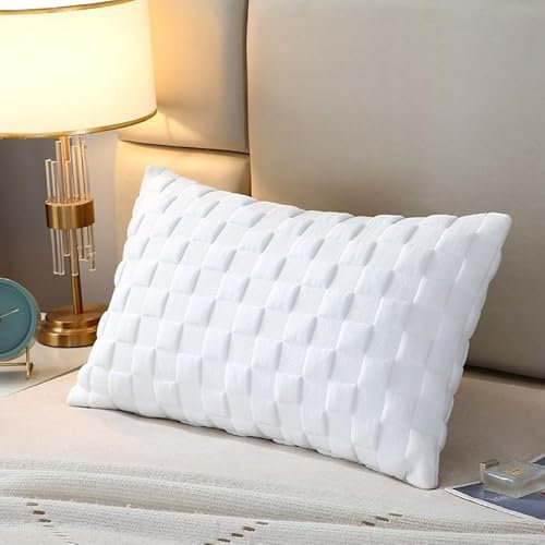 BQC Luxury Memory Foam Pillow with Quilted Cover Ultra Soft Pillow Restful Sleep Bed Pillow Suitable for Back and Side Sleepers Conforming Shape Adjustable Filling Machine Wash (Pack Of 1)