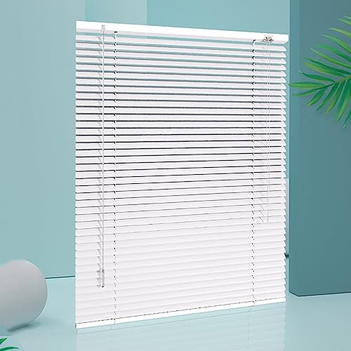 Sh000ad Alu-Jalousie,Weiß Aluminium-Jalousie,Metall Lamellen-Rollo,Sicht- und Sonnenschutz Innen Fensterjalousie,Verdunkelungs-Rollo Für Fenster & Türen,Mit Zubehör,Breite x Höhe (65x180cm)