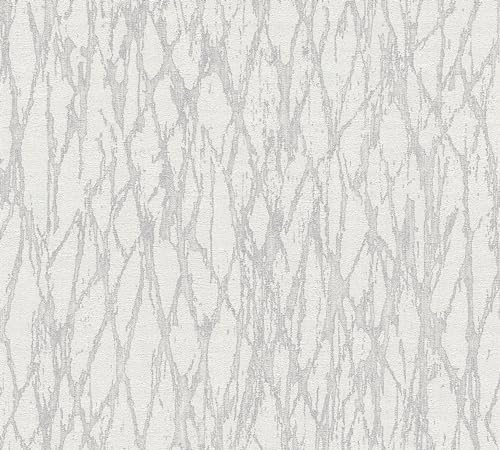 A.S. Création Smart Surfaces papier peint intissé à motif métallique 10,05 m x 0,53 m - blanc, gris, argent - papier peint pierre pour différentes pièces Made in Germany - 395632