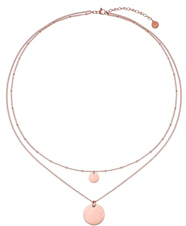 GD GOOD.designs Layering Kette mit Plättchen Anhänger - Verstellbare 316L Edelstahl Halskette Damen I Wasserfeste Doppelkette in 18K Gold, Rosegold & Silber