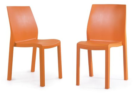 WRGHOME Lucca - Sedia moderna impilabile in plastica/resina, per interni ed esterni, per piscina, patio, cucina, ristorante (set da 2), arancione