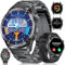 Montre Connectée Homme 1.43” AMOLED avec Appel Bluetooth pour Android iOS Montre Homme Connectée Acier Noir Montre Intelligente Homme 100+ Sport 400 mAh Fréquence Cardiaque Santé Moniteur,3 Bracelets