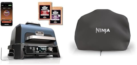 Ninja Woodfire Pro Connect XL Elektrischer BBQ Smoker Grill & Woodfire XL Grillabdeckung, offizielles Ninja-Zubehör