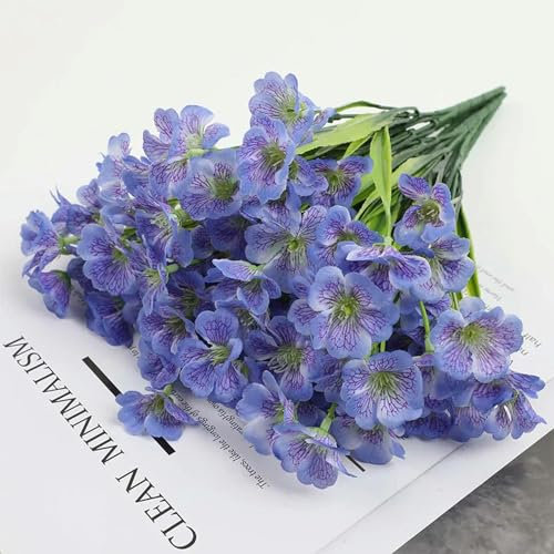 XJHCY 5 Köpfe Frühlingsgras Blume Wasser Gras Veilchen Tuch Kunst Blume Imitation Blume Zuhause Outdoor Hochzeit Dekoration Gefälschte Blume Blau 4 Stück