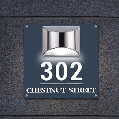Benutzerdefiniertes beleuchtetes Solar-Hausnummernschild, personalisiertes, solarbetriebenes LED-Außenschild, wasserdicht, modernes Adress-Hausnummernschild
