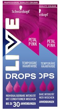 Schwarzkopf Live Color Drops Petal Pink (2x 30 ml), dosierbare Farb-Drops für einen individuellen Look, Tönung zum Mischen mit dem Conditioner, temporäre Coloration hält bis zu 12 Haarwäschen