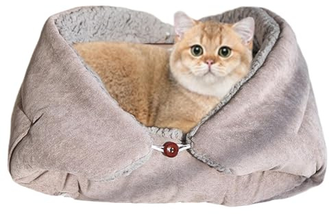 Haustierbett, Plüschzelt, Katzenbett, kleines Hundebett, warm, gemütlich, weiches Plüsch, für den Winter, für drinnen und draußen, faltbare Katzenhöhle, waschbares Schlafversteck, Haustiersofas