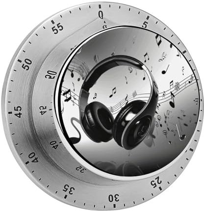 Mechanical Stainless Steel Timer Music Printed Magnetic Countdown Countup Timer 60 Minute Timer Suitable for Cooking Baking Reading