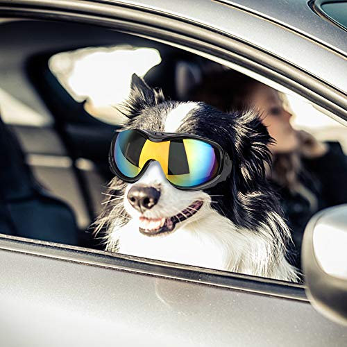 Hundesonnenbrille für Große und Mittelgroße Hunde – UV-Schutz-Sonnenbrille für Hunde – Stilvoller und Bequemer Augenschutz für Haustiere (Black)
