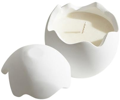Duftkerze, Osterkerzen, Ostern Kerze, Handmade Kerzen, Duftkerzen, Scented Candle, Candles, Handmade Kerzen, Sojawachs, 10-20 Stunden, 200g, Osterdeko, Eiform Deko (Weiß)