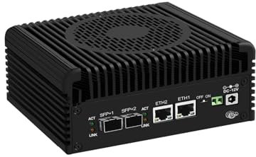 SJRC N150 Firewall Appliance (up to 3.6GHz), Dual 10GbE SFP+ Mini PC with 2 x i226V 2.5GbE LAN, Barebone Micro Router Computer 4K, USB3.2, Support OPNsense/Win (No RAM/SSD/System)