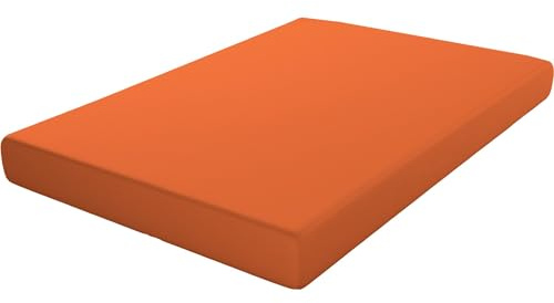 ECOMMERC3 | Sábana Bajera Extrasuave y Confortable Cama 150 - Sábana Bajera Color Naranja Fabricada 100% en España, Ajustable, Fácil de Lavar y Resistente