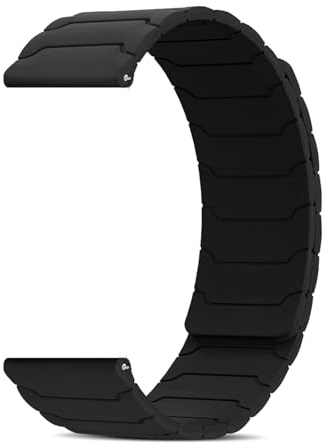 CiimWaa Silikonarmband, 22 mm/20 mm/18 mm, magnetiskt armband, mjukt, bekvämt, sportarmband, snabb frigöring, klockarmband [22 mm svart]