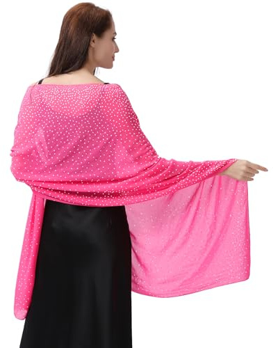 Ladiery Schal und Wraps für Abendkleider, Weicher Schiere Chiffon Funkelnden Strass Hochzeitschal formelle Schal Wraps für Frauen