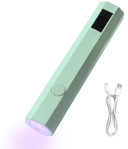 Lámpara UV de mano para uñas de gel Secador recargable, pantalla LED, 2 | Ligero Extensión rápida de uñas, decoración con pegamento para pedrería, en casa y de viaje