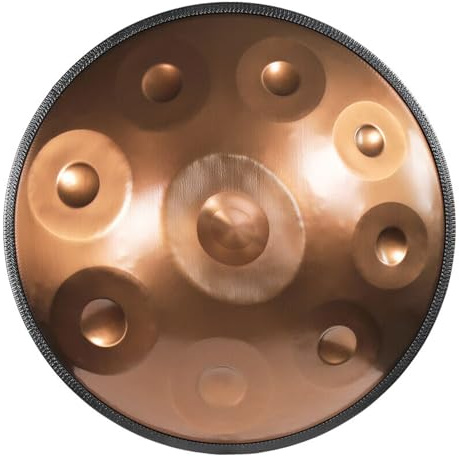 SQSXCKIQ Stahl-Handpan Moll d 9-Noten-Instrument für Erwachsene 12-Noten 22-Zoll-Handpan-Schlagzeug mit Tasche Schlaginstrument zur Unterhaltung (Farbe: Gold-440H, Größe: 9 Noten)