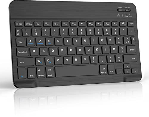 JADEMALL Clavier Bluetooth pour iPad, iPad Air/Pro, Tablette Samsung, Xiaomi Pad 7/6/5, Mac, AZERTY Français Clavier Léger Rechargeable Portables pour Système iOS, Android,Windows, Noir