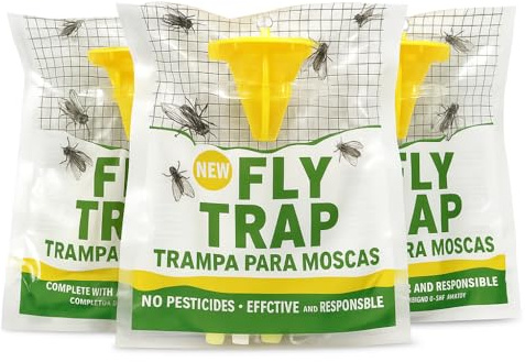 3er Pack Fliegenfalle Außen mit natürlichem Lockstoff –Andalusische Formel - Fängt bis zu 40.000 Fliegen – Ideal für Garten, Stall & Camping – Ohne Pestizide, Einfach aufzuhängen & effektiv ab 20 °C