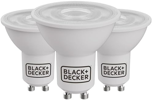BLACK+DECKER® - LED GU10 Lightbulbs - Pack of 3 Light Bulbs • 3.6W • 6500K Daylight • 36° Beam Angle • Non-Dimmable • 345 Lumens • Energy Class E