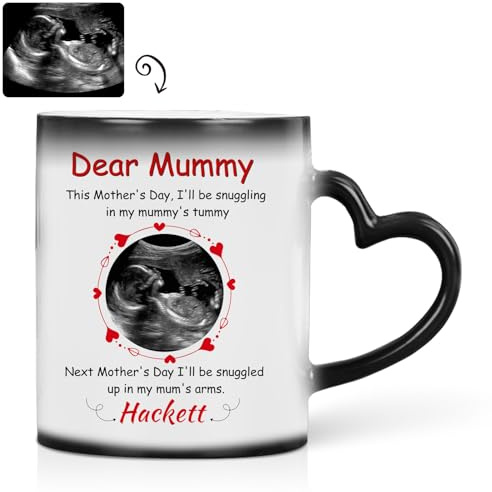 FPFNFSVI Tasse à café personnalisée à ultrasons changeant de couleur avec photo et texte, Mug Magique Personnalisé avec Photo, cadeau de fête des Mères, 13oz