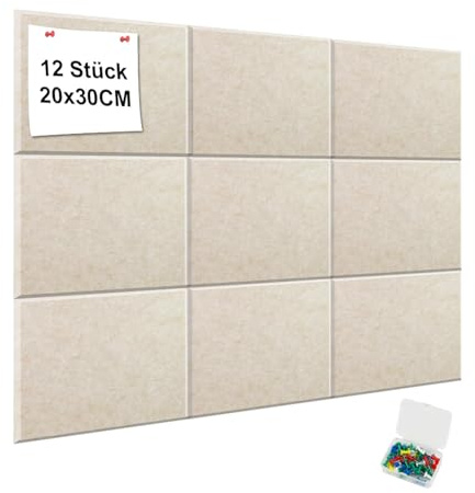 YFLeomry 120x60cm Dunkel Kamel Filz Pinnwand Selbstklebend 12 Stück 30x20cm | Pinnwand Filz, Dekorative Pinnwände, Sichere Abnehmbare Pinwand für Faltbare Fototafel Memo Boards Wanddekoration