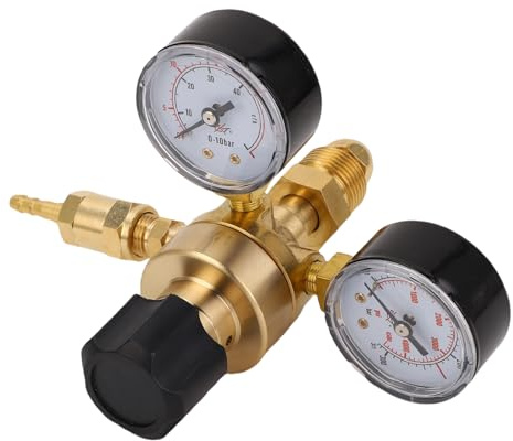 YWBL-WH Regolatore di Gas CO2 Argon con Tubo Flessibile e Misuratore di Pressione, Ingresso CGA580 in Ottone Uscita 5/8-18UNF per Saldatura MIG TIG Ingresso 0-315 BAR Uscita 0-10 BAR