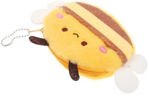 Ciieeo Monedero Pequeño de Peluche Abeja Linda, Llavero de Animal Suave, Almacenamiento Funcional para Monedas y Llaves, Accesorio Portátil para Bolso y Uso Diario, Color Amarillo,