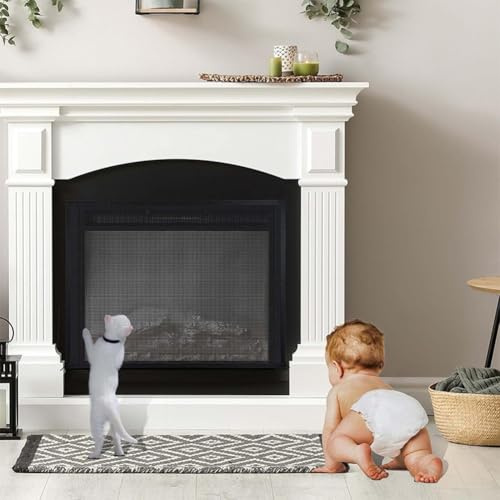 Fireplace Safety Mesh Cover Reliable Guard to Protect Children and Pets from Fire Risks (A)