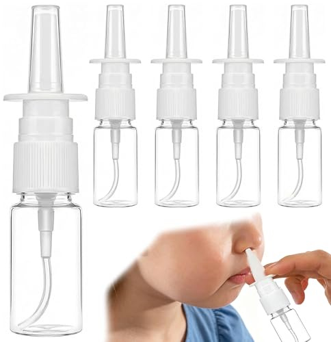 ZIOYANE 5 unidades de botellas pulverizadoras, atomizador recargable de plástico de 10 ml con bomba de niebla fina para rellenar perfumes y aceites en spray nasal (transparente)