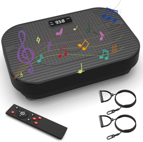 Piastra vibrante per il fitness con musica Bluetooth, per allenamento a casa, con funzione di agitazione (nero + ABS + gomma + acciaio (Q235)
